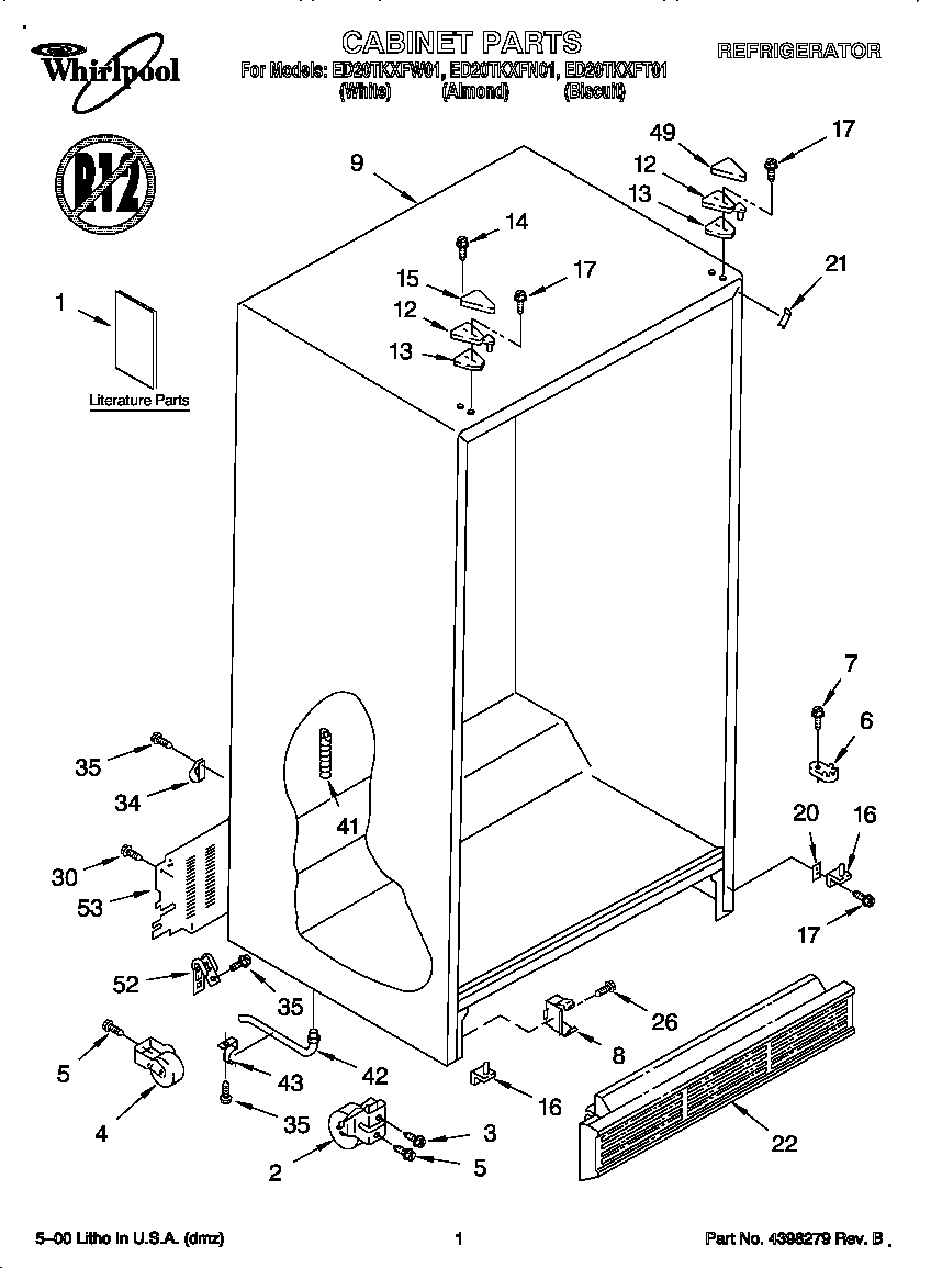 Whirlpool ED20TKXFN01 cabinet diagram
