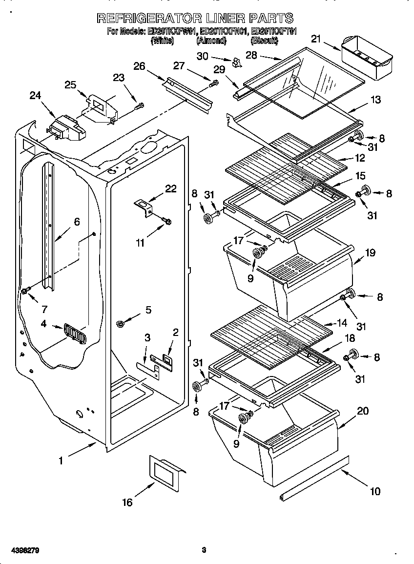 Whirlpool ED20TKXFN01 refrigerator liner diagram