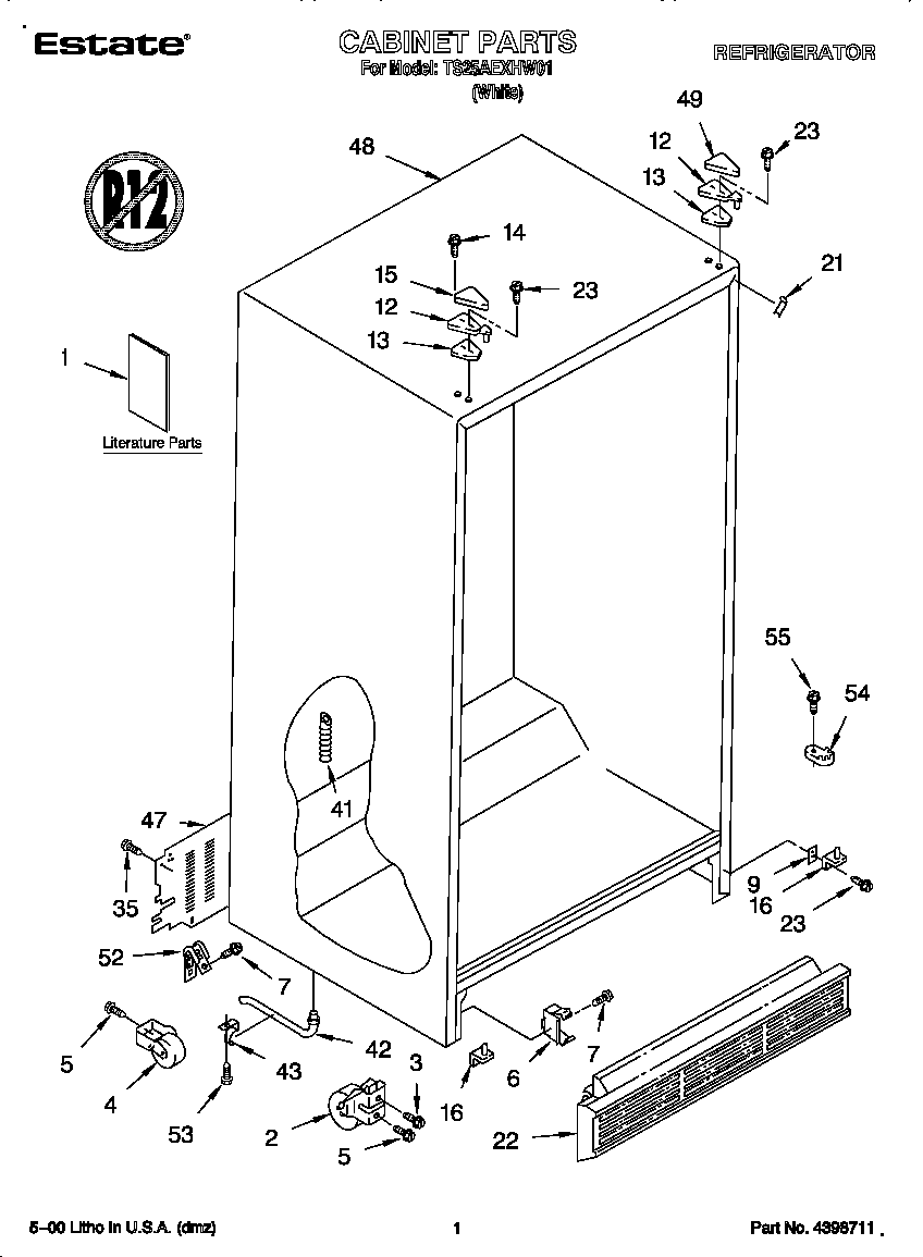 Estate TS25AEXHW01 cabinet diagram