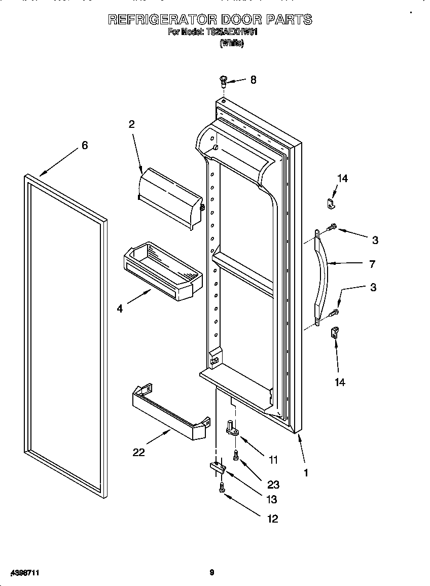 Estate TS25AEXHW01 refrigerator door diagram