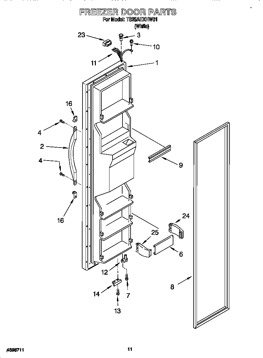 Estate TS25AEXHW01 freezer door diagram
