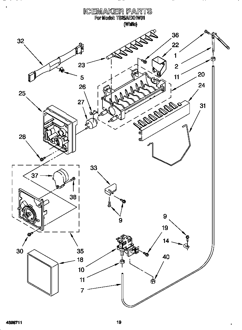 Estate TS25AEXHW01 icemaker diagram