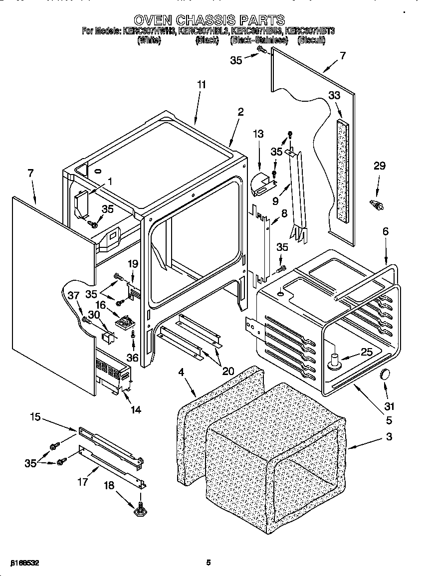 KitchenAid KERC607HWH3 oven chassis diagram