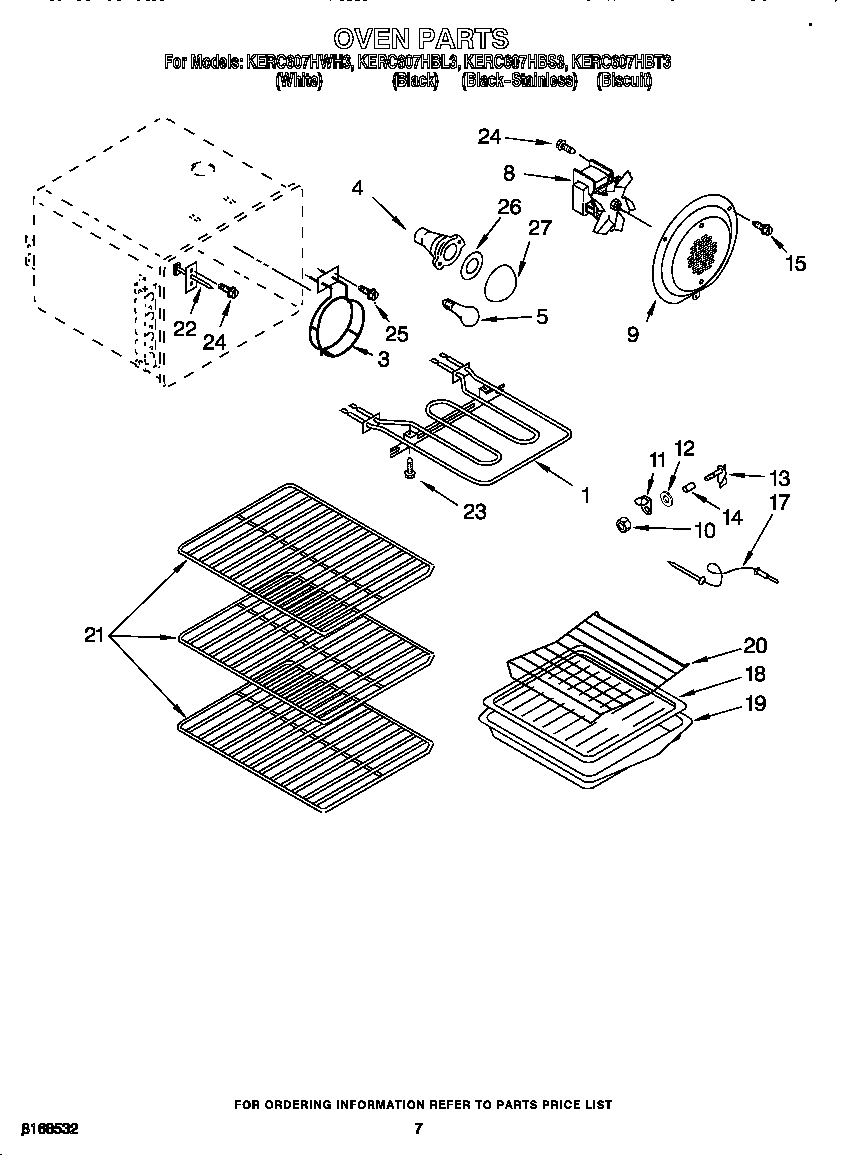 KitchenAid KERC607HWH3 oven parts diagram