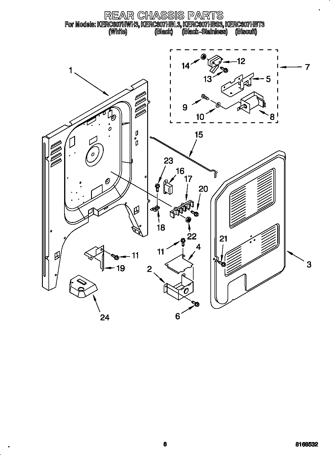 KitchenAid KERC607HWH3 rear chassis diagram