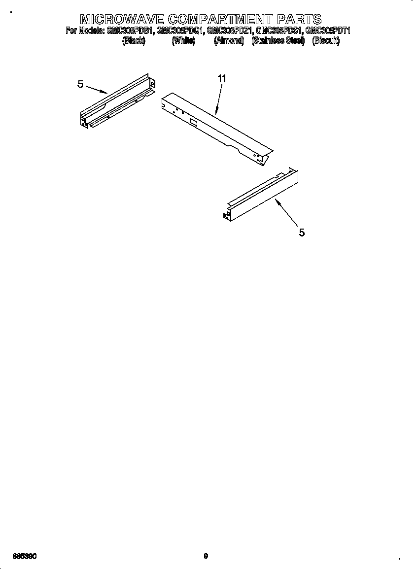 Whirlpool GMC305PDT1 compartment diagram