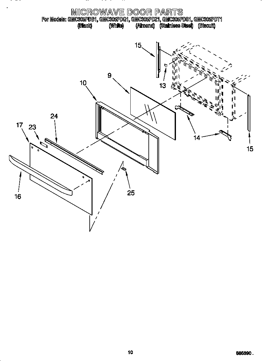 Whirlpool GMC305PDT1 door diagram