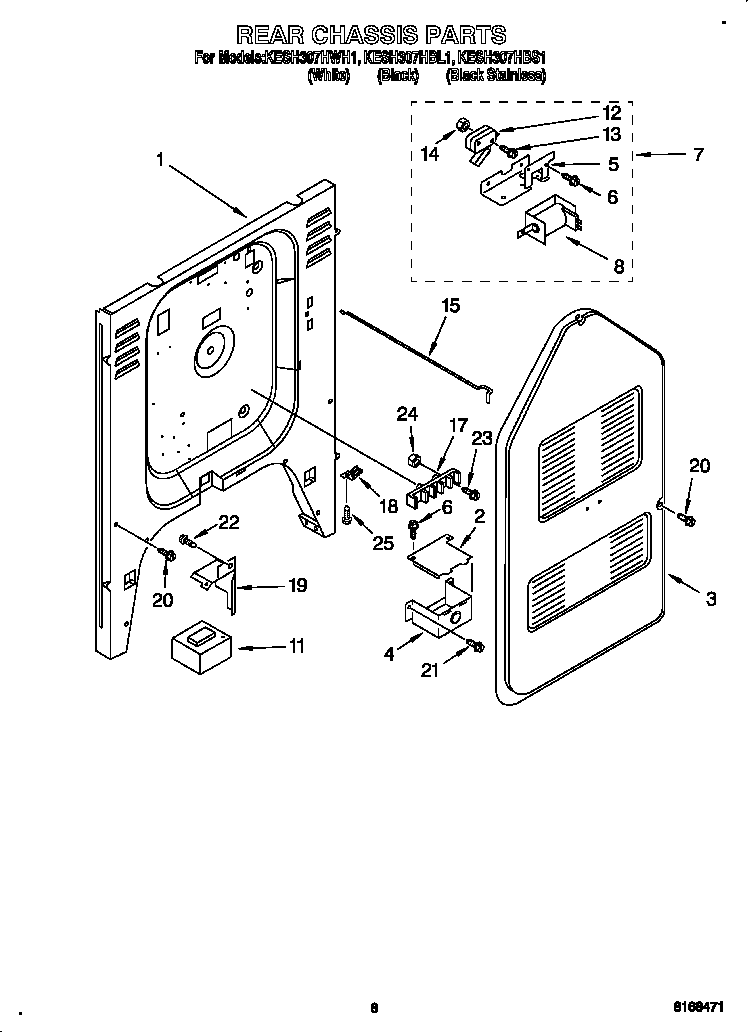 KitchenAid KESH307HWH1 rear chassis diagram