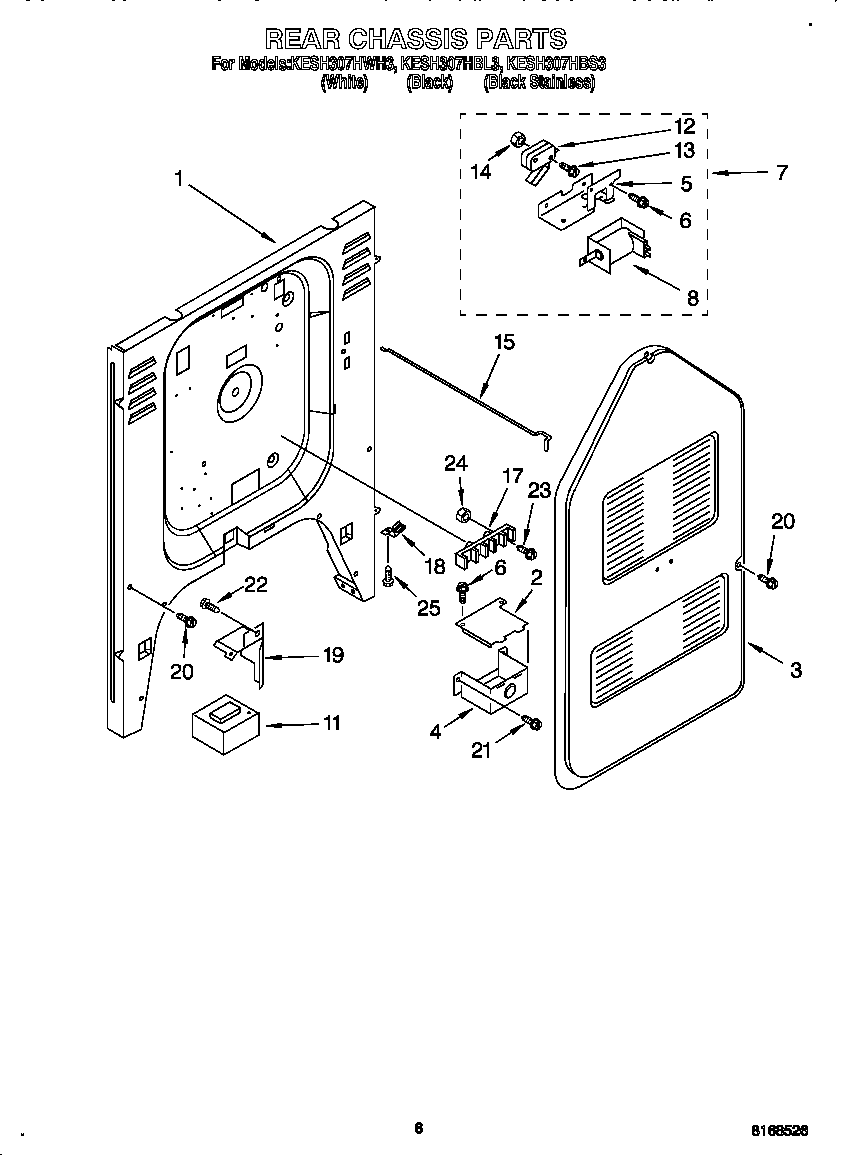 KitchenAid KESH307HWH3 rear chassis diagram