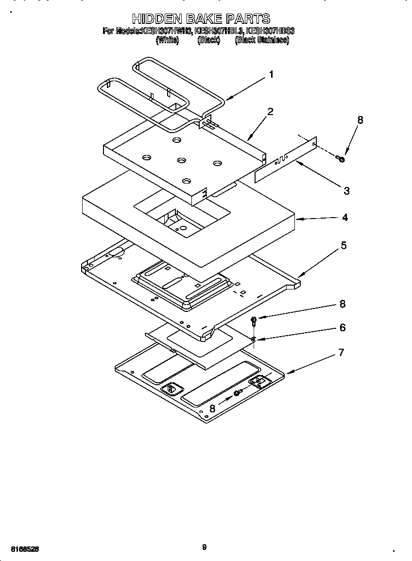KitchenAid KESH307HWH3 hidden bake diagram