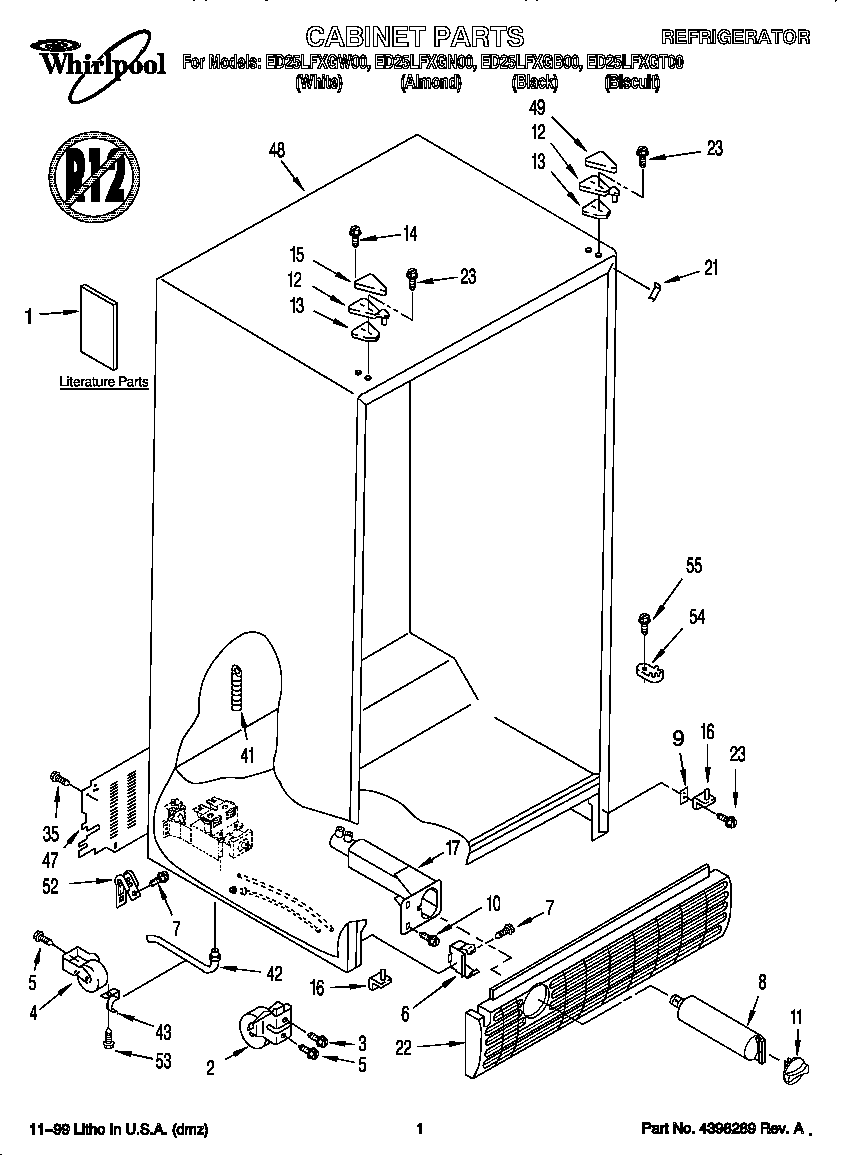 Whirlpool ED25LFXGW00 cabinet diagram