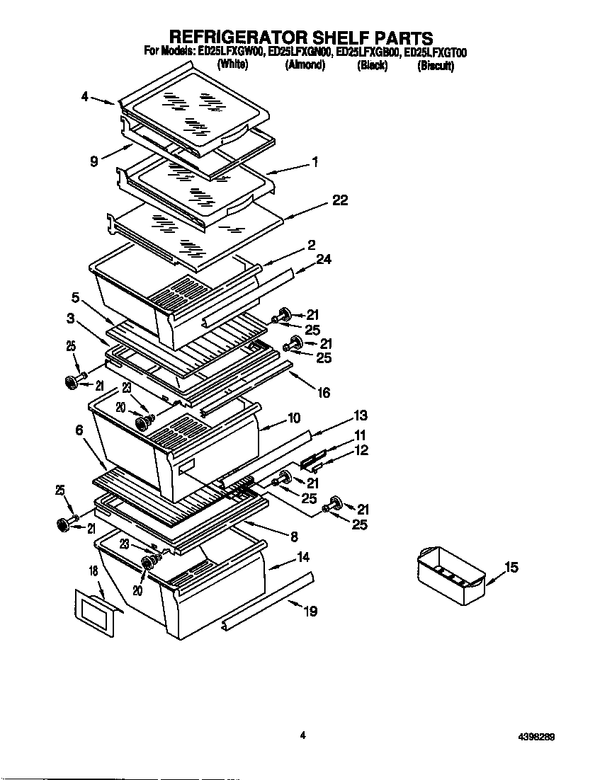 Whirlpool ED25LFXGW00 shelves diagram