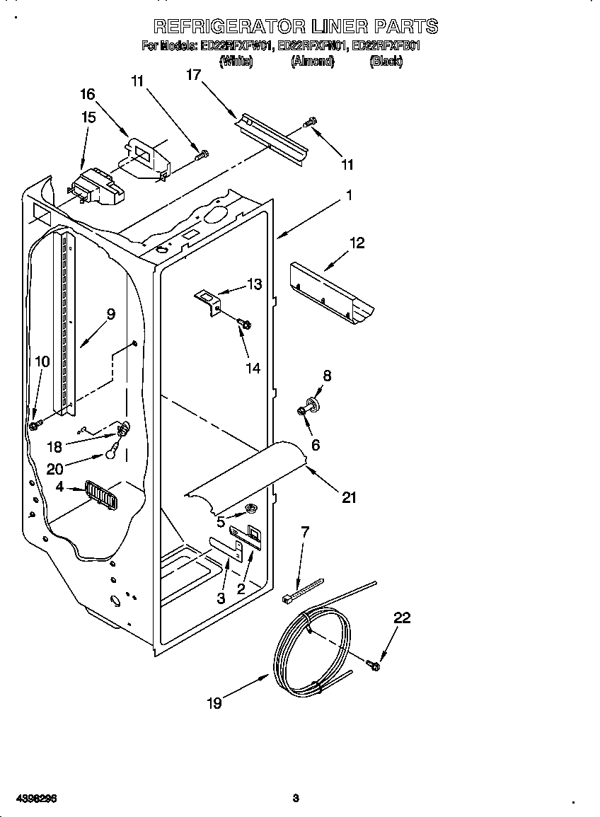 Whirlpool ED22RFXFW01 refrigerator liner diagram