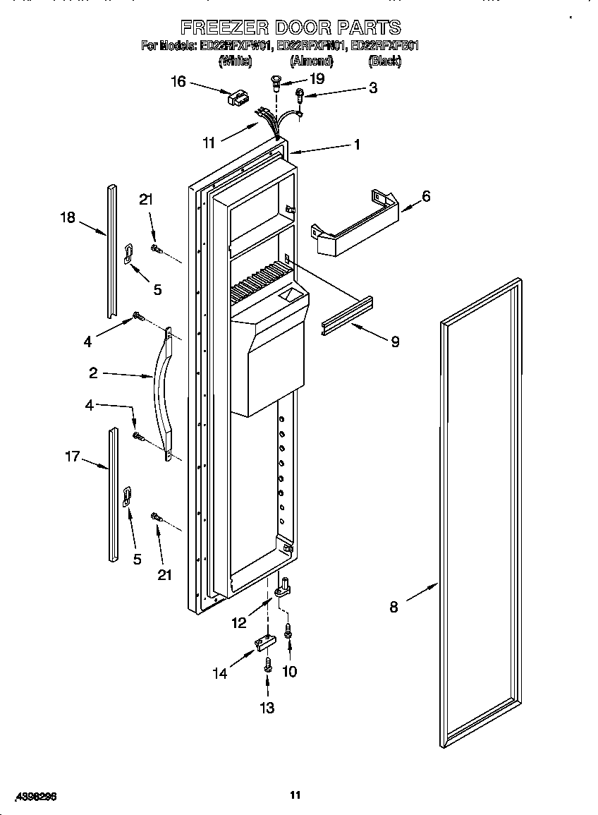 Whirlpool ED22RFXFW01 freezer door diagram