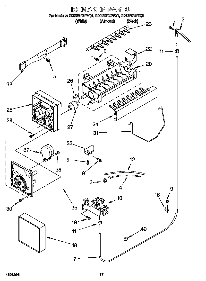 Whirlpool ED22RFXFW01 icemaker diagram