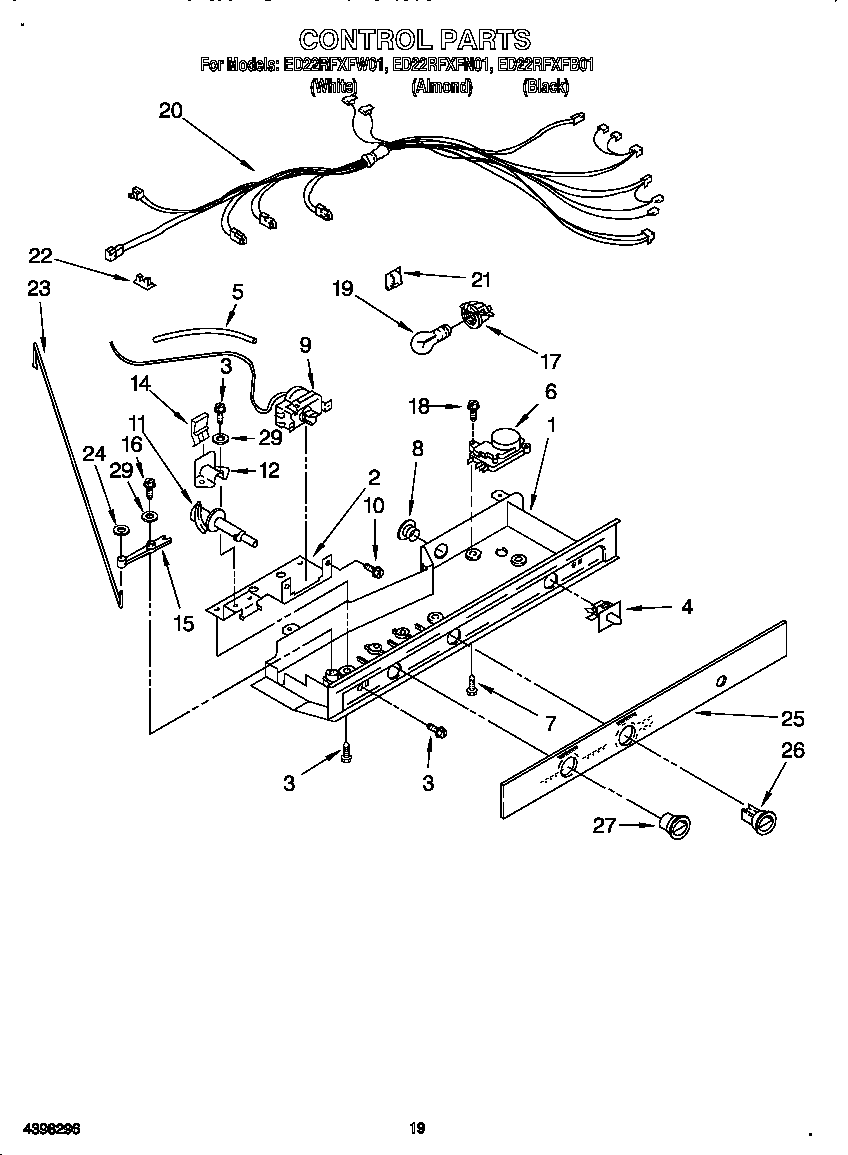 Whirlpool ED22RFXFW01 control panel diagram