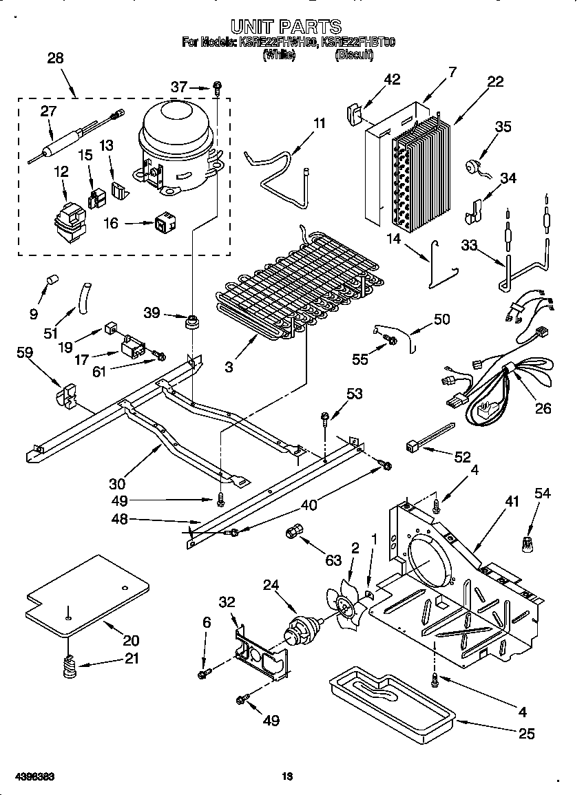 KitchenAid KSRE22FHWH00 unit diagram