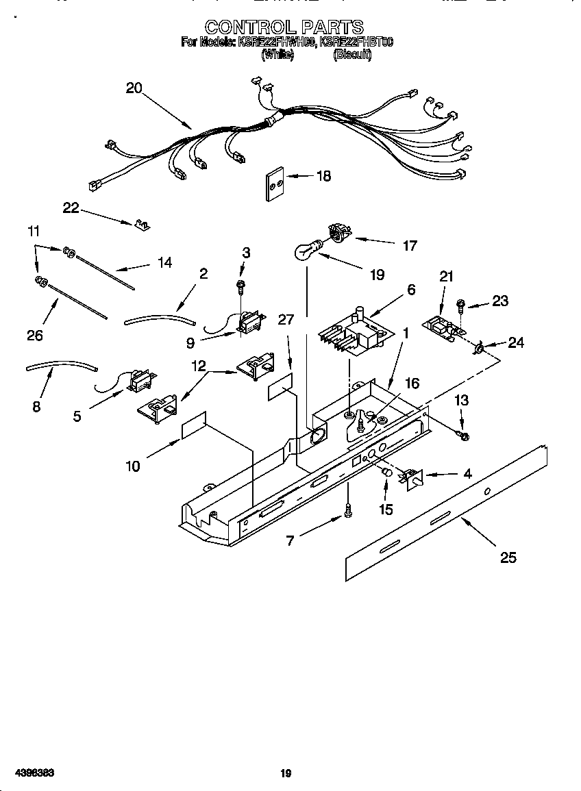 KitchenAid KSRE22FHWH00 control panel diagram