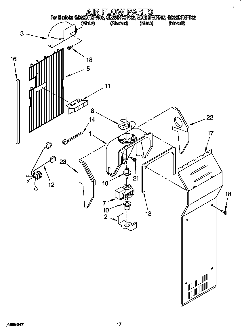 Whirlpool GD25DFXFW02 air flow diagram