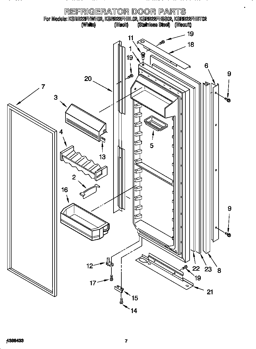 KitchenAid KSRB22FHBL02 refrigerator door diagram
