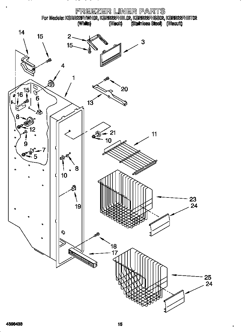 KitchenAid KSRB22FHBL02 freezer liner diagram