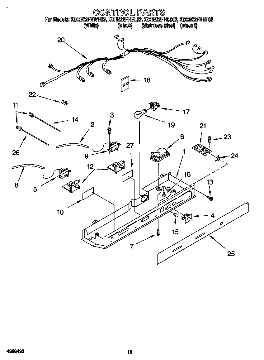 KitchenAid KSRB22FHBL02 control panel diagram