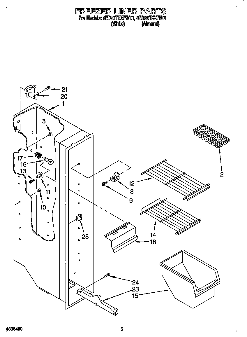 Whirlpool 8ED20TKXFN01 freezer liner diagram