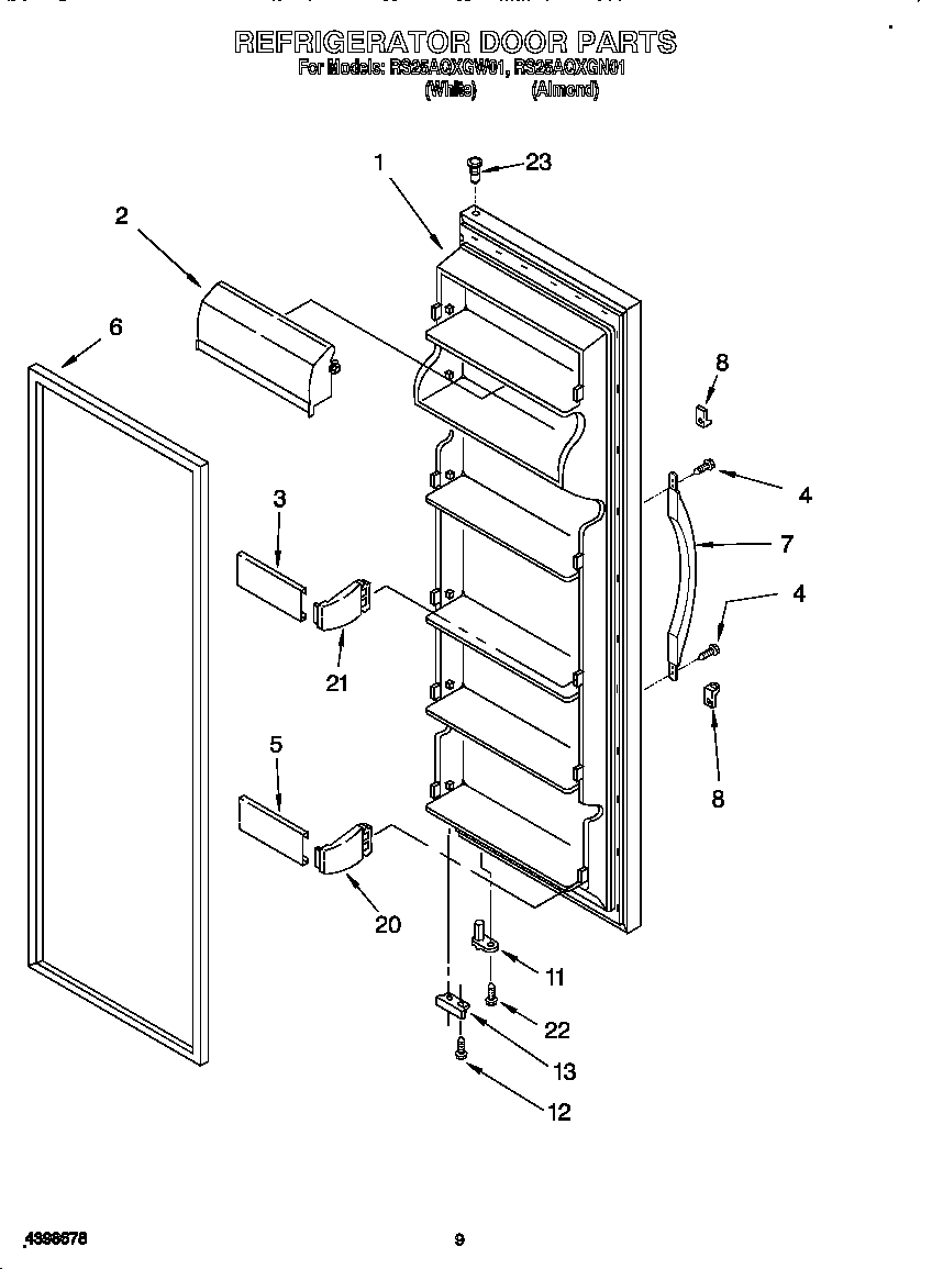Roper RS25AQXGN01 refrigerator door diagram