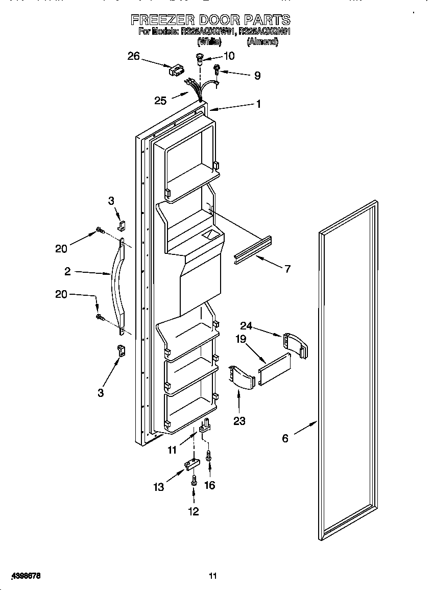 Roper RS25AQXGN01 freezer door diagram