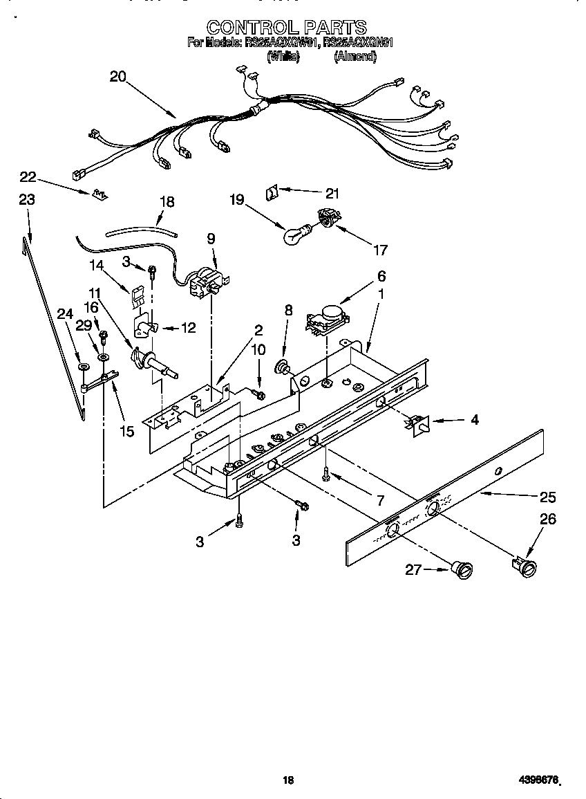 Roper RS25AQXGN01 control panel diagram