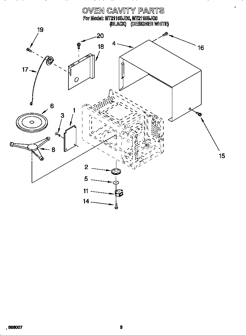Whirlpool MT2115SJQ0 oven cavity diagram