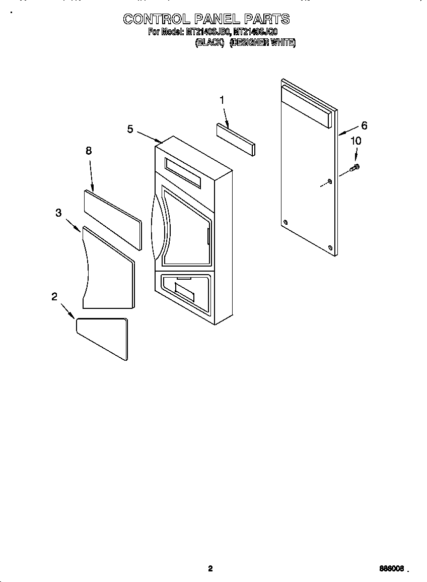 Whirlpool MT2140SJB0 control panel diagram