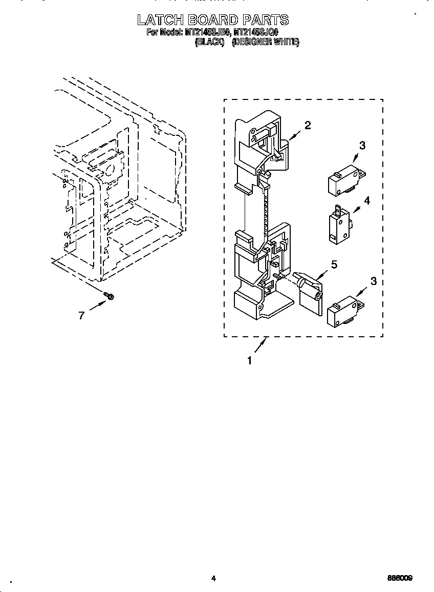 Whirlpool MT2145SJB0 latch board diagram
