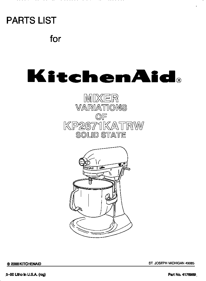 KitchenAid KP2671KATRW cover diagram
