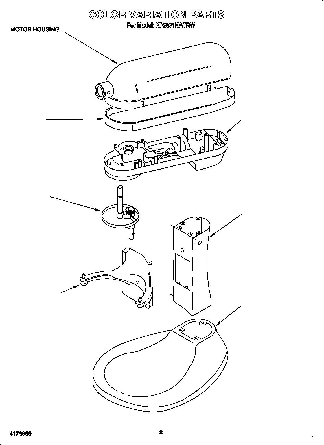 KitchenAid KP2671KATRW motor housing diagram