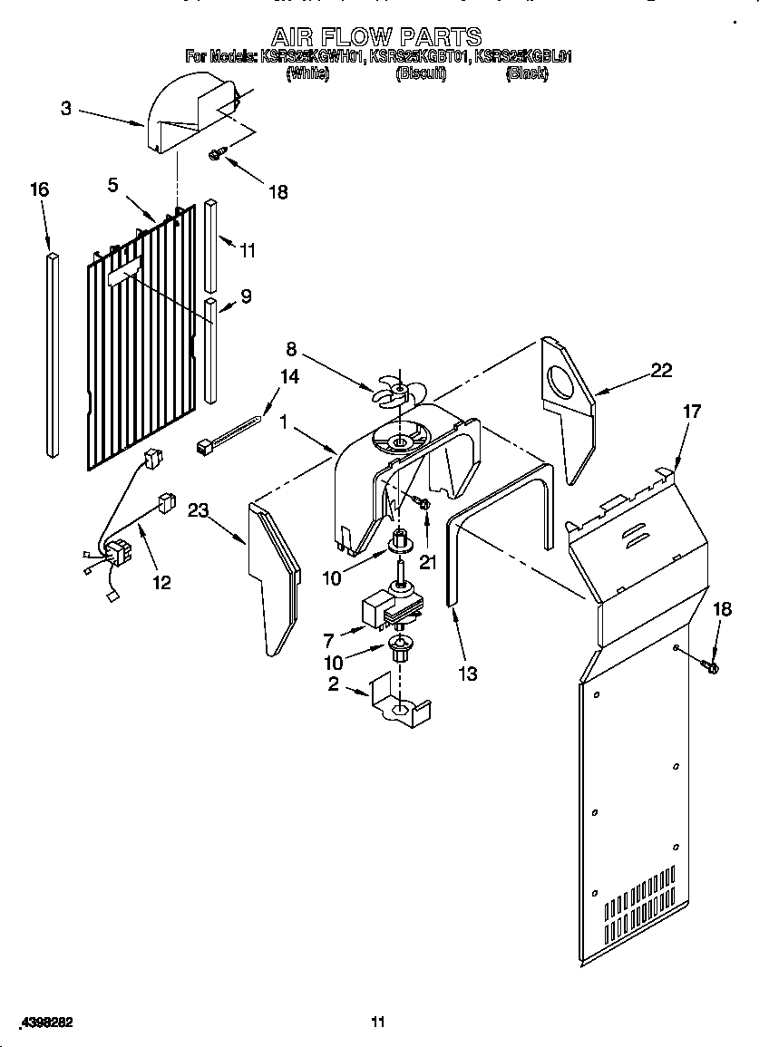 KitchenAid KSRS25KGWH01 air flow diagram