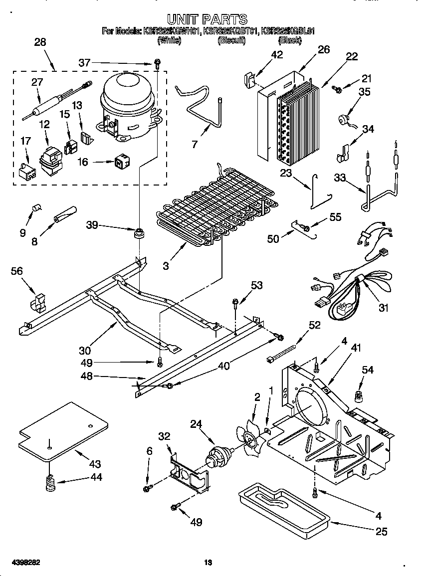 KitchenAid KSRS25KGWH01 unit diagram