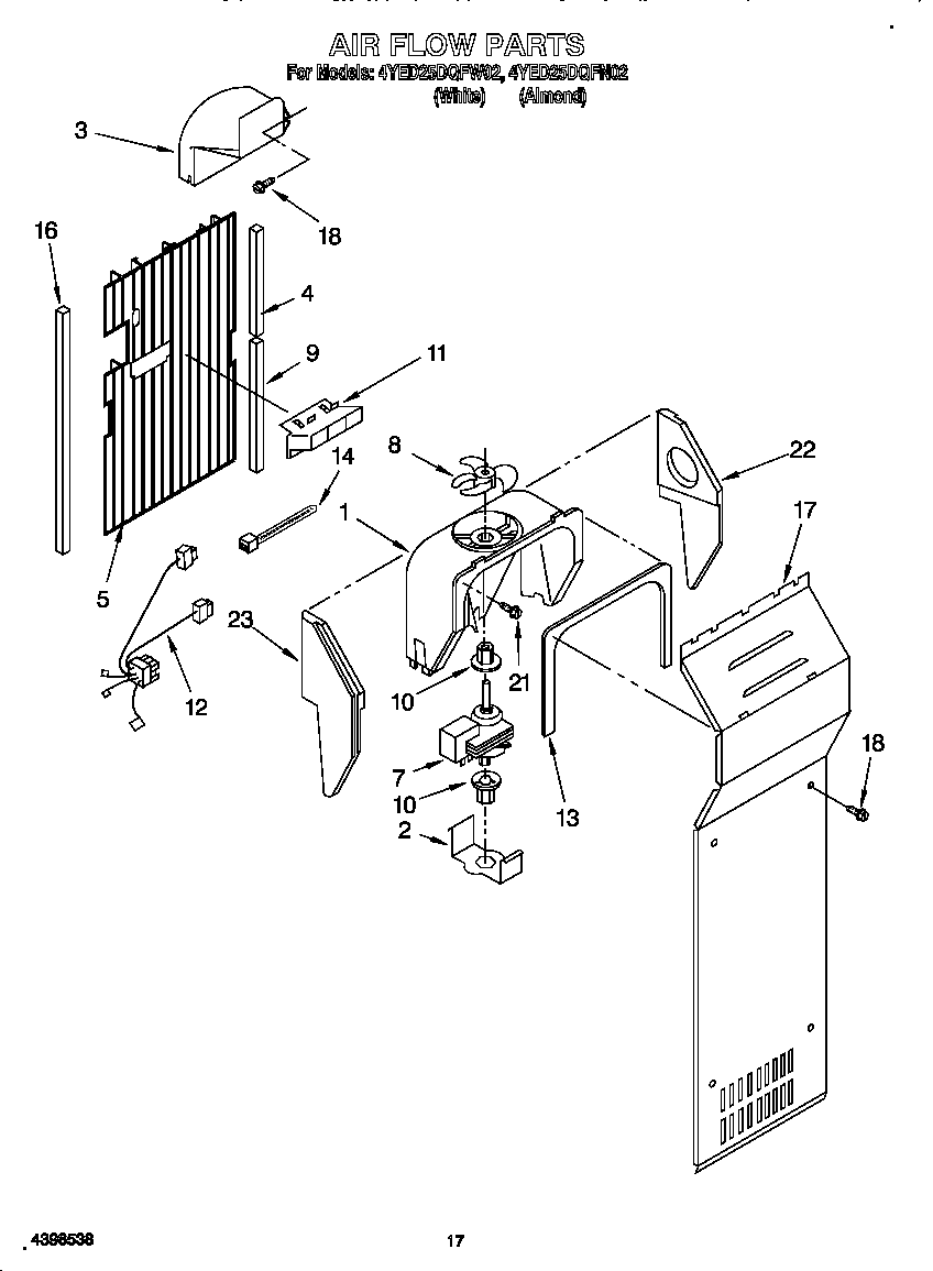 Whirlpool 4YED25DQFN02 air flow diagram