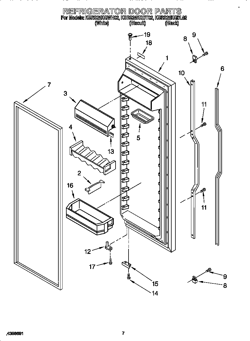 KitchenAid KSRS25KGWH02 refrigerator door diagram