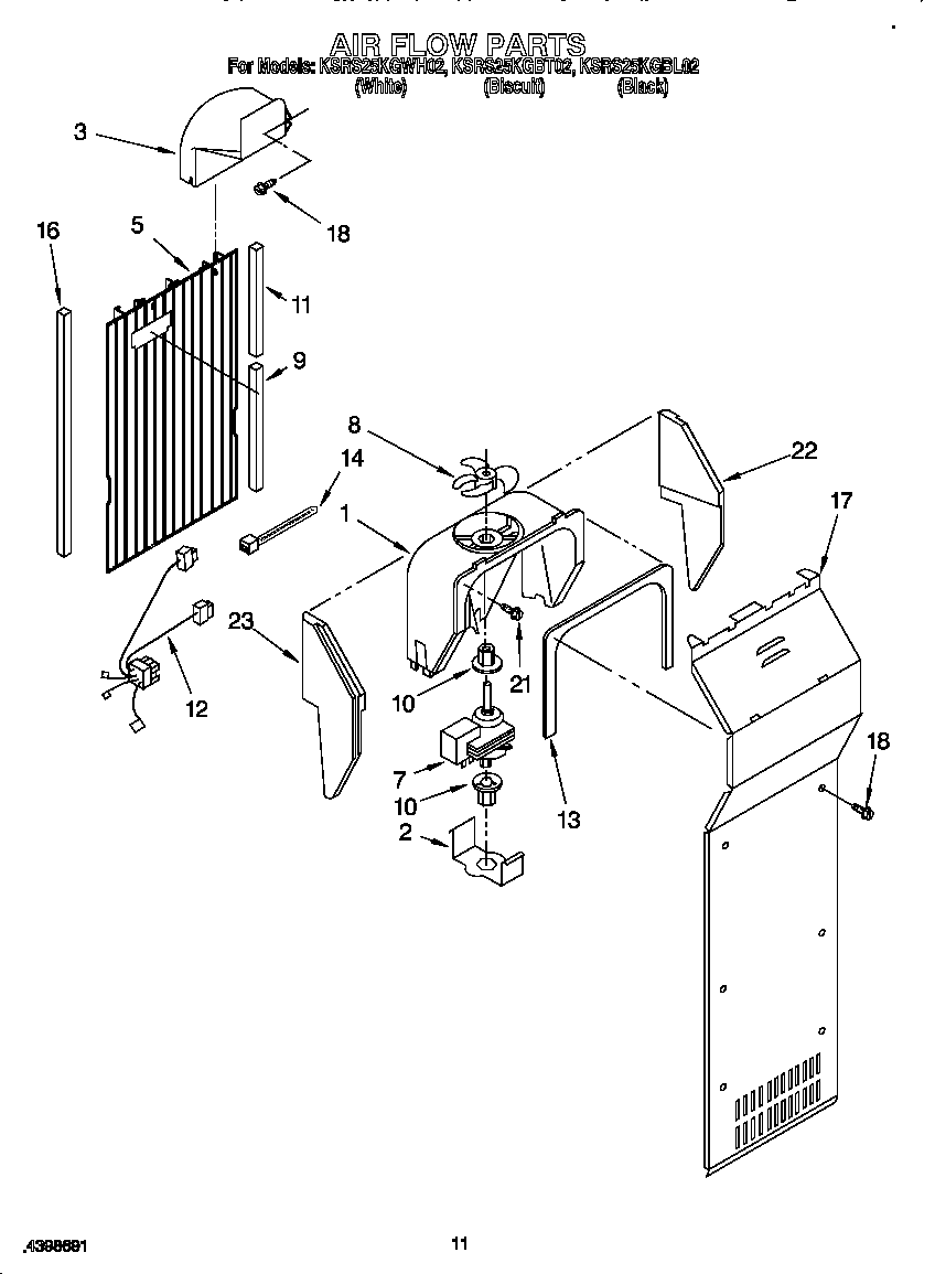 KitchenAid KSRS25KGWH02 air flow diagram