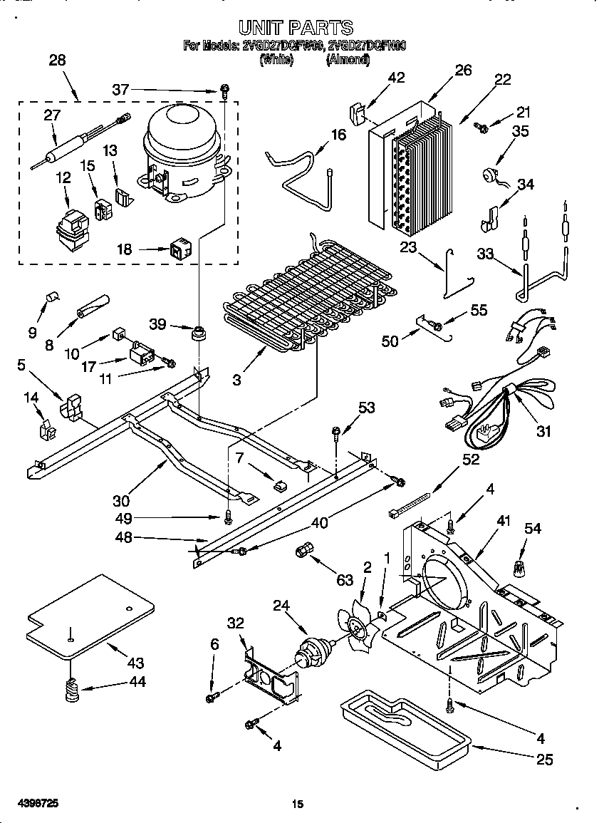 Whirlpool 2VGD27DQFN00 unit diagram