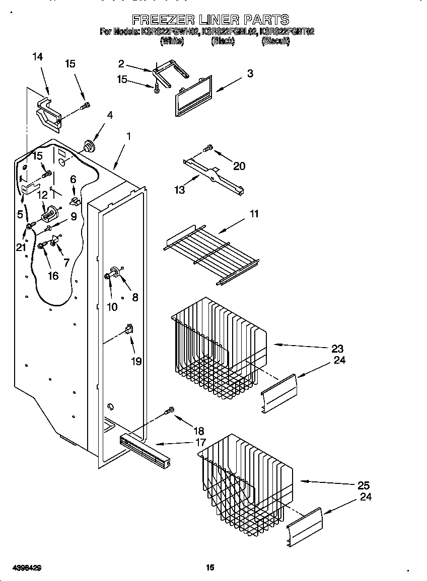 KitchenAid KSRS22FGBT02 freezer liner diagram