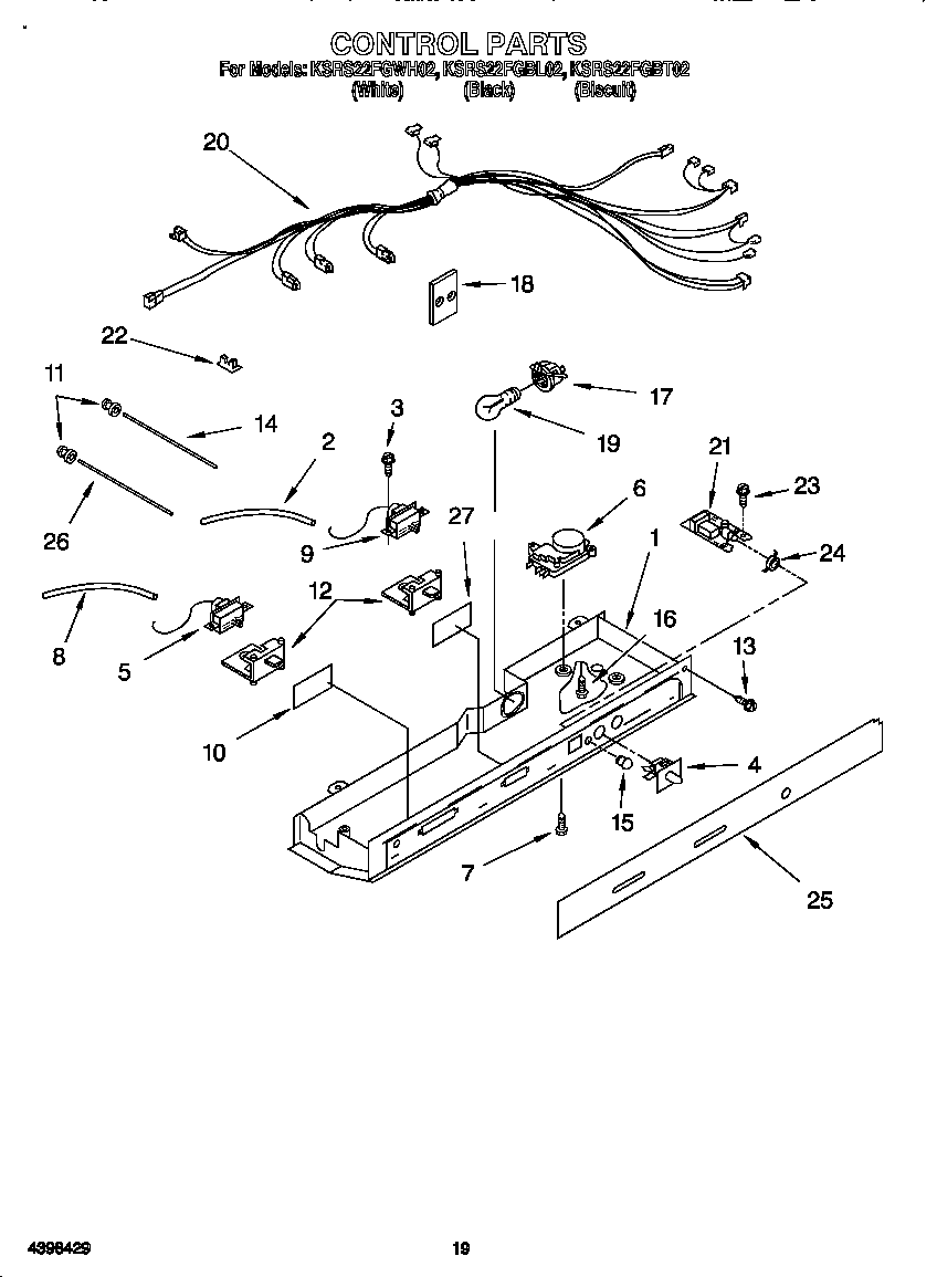 KitchenAid KSRS22FGBT02 control panel diagram