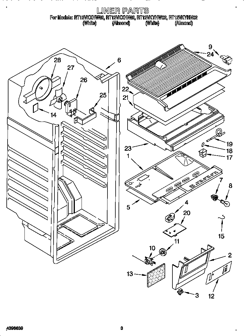 Roper RT12VKYHN02 liner diagram