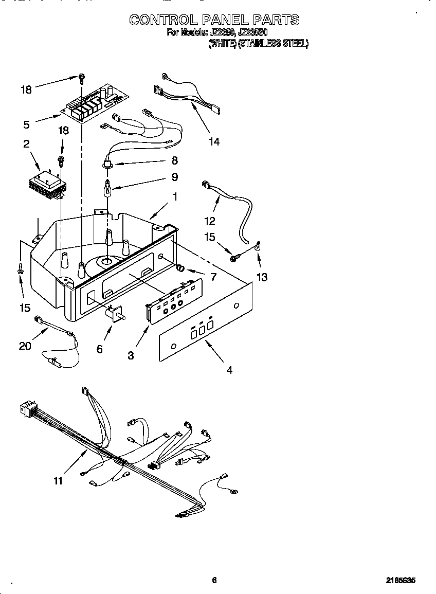 Whirlpool JZ235S0 control panel diagram
