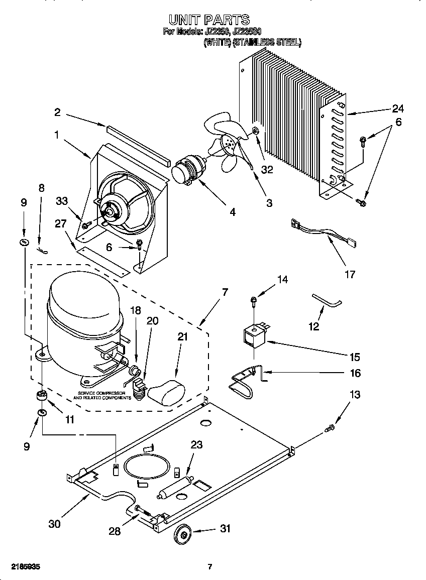 Whirlpool JZ235S0 unit diagram
