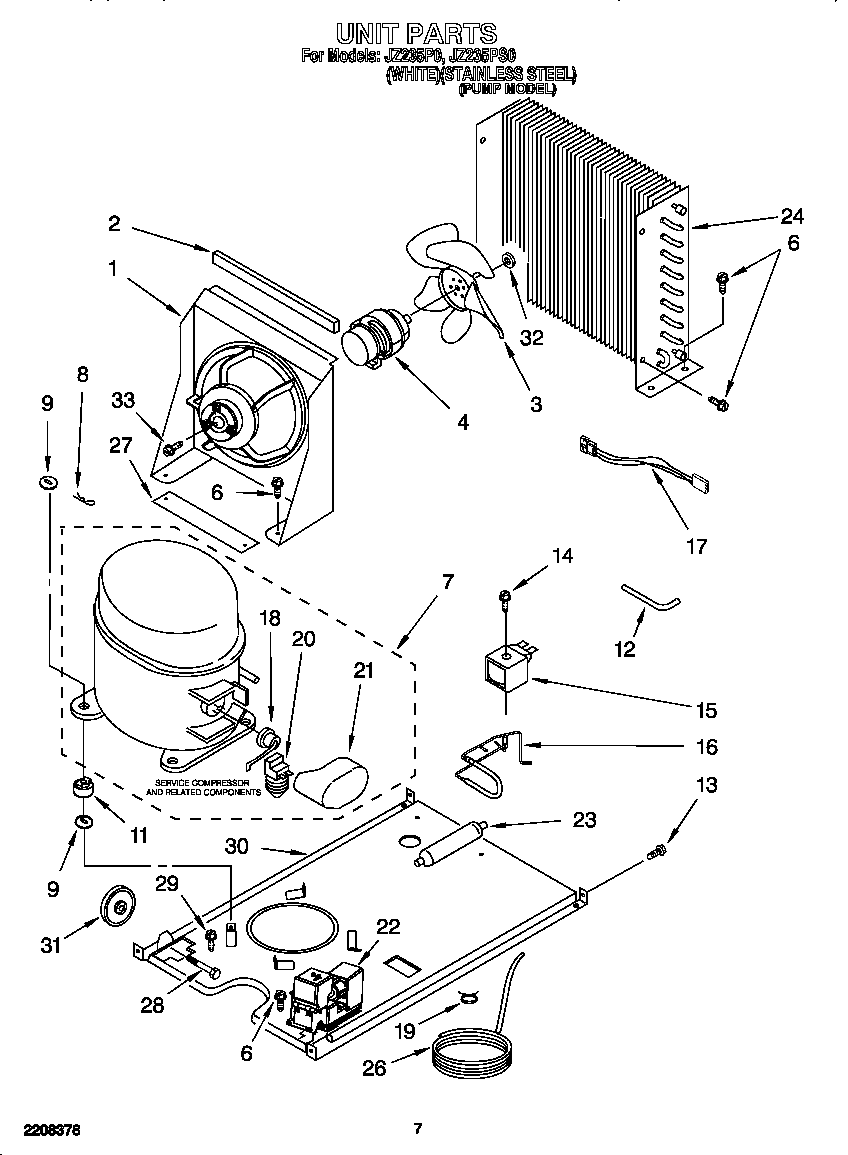 Whirlpool JZ235P0 unit diagram