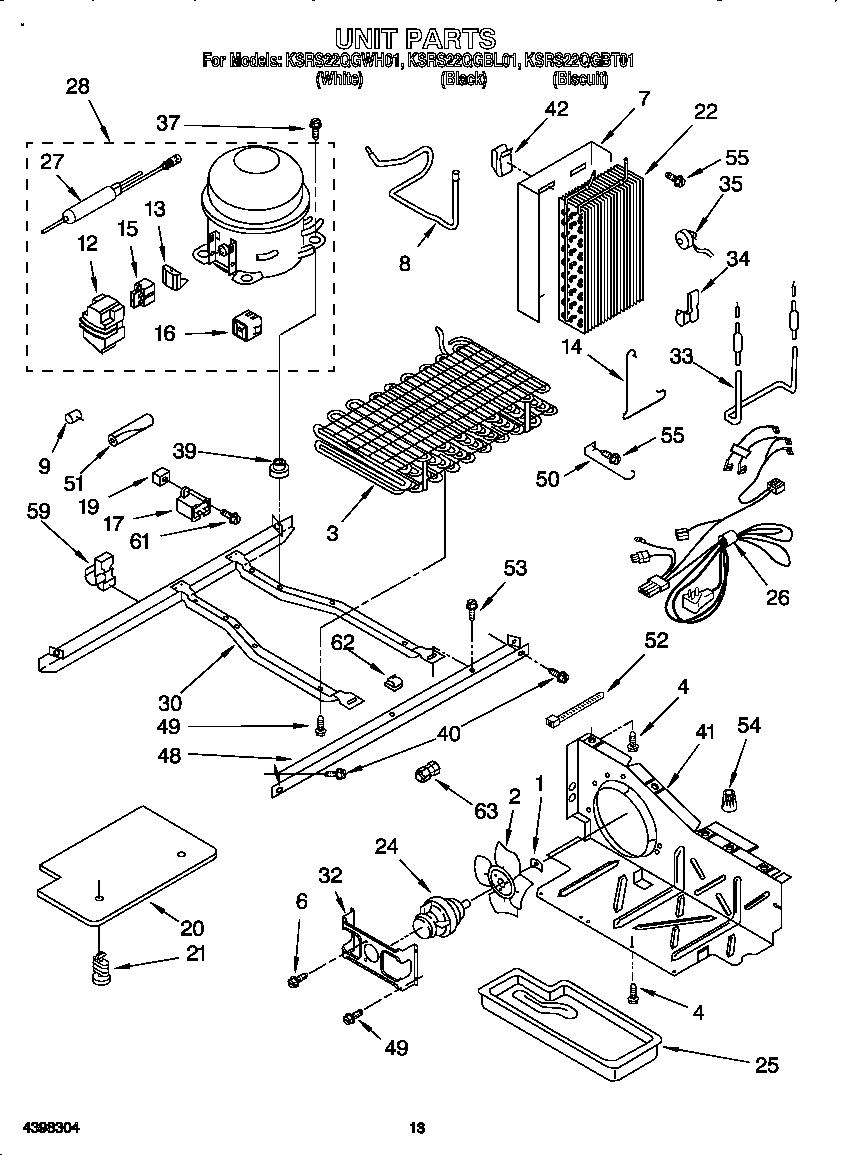 KitchenAid KSRS22QGWH01 unit diagram