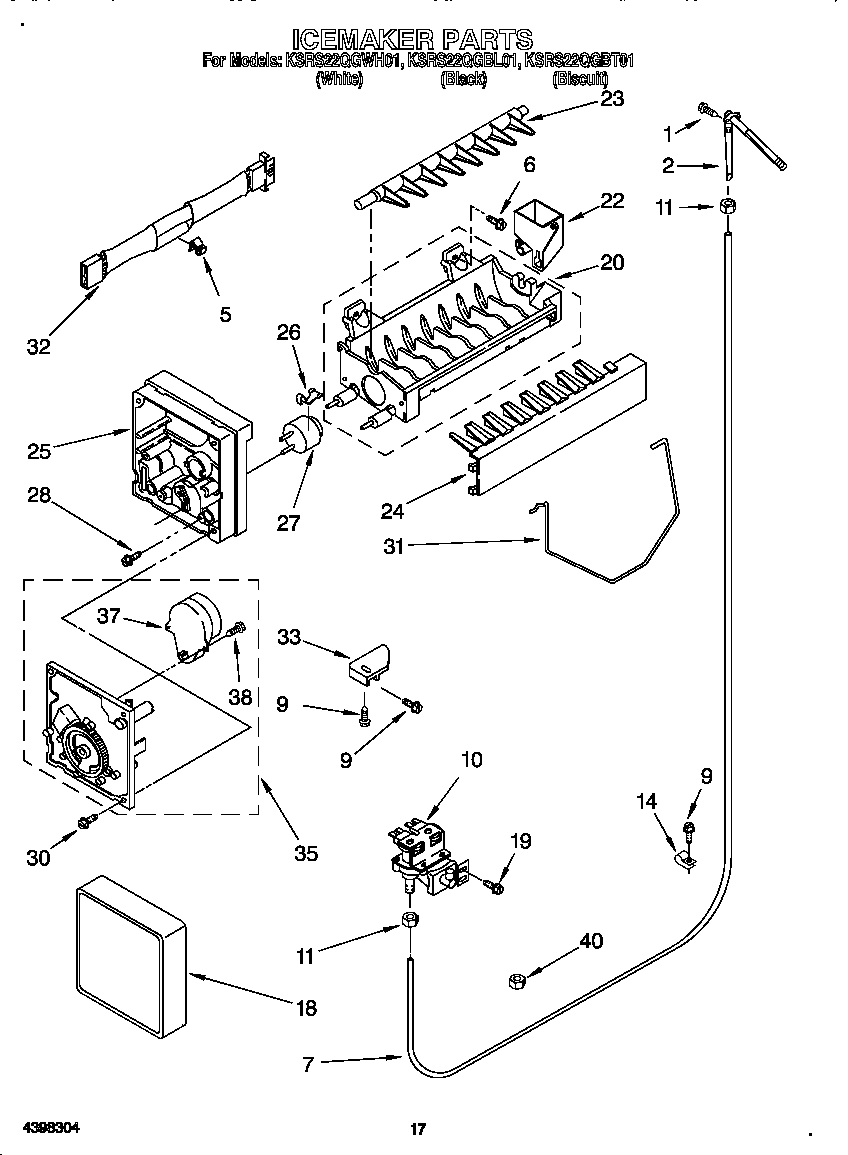 KitchenAid KSRS22QGWH01 icemaker diagram