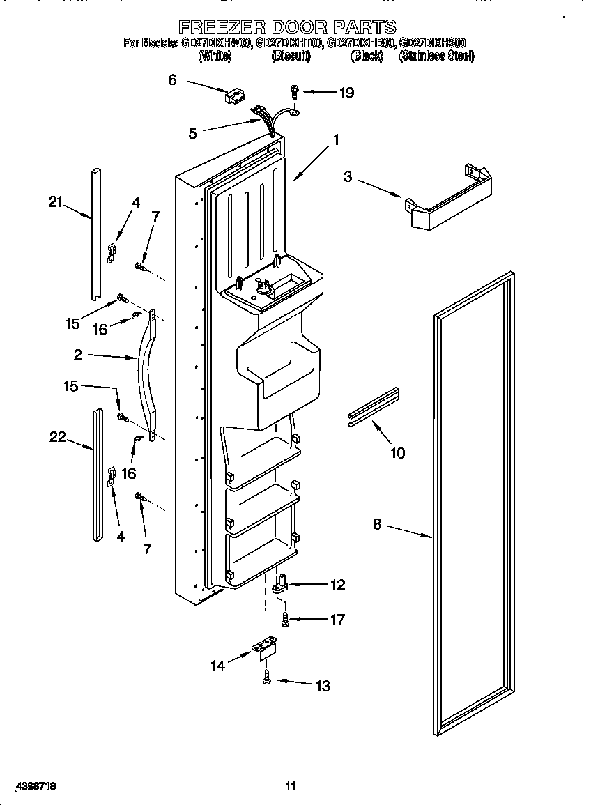 Whirlpool GD27DIXHW00 freezer door diagram